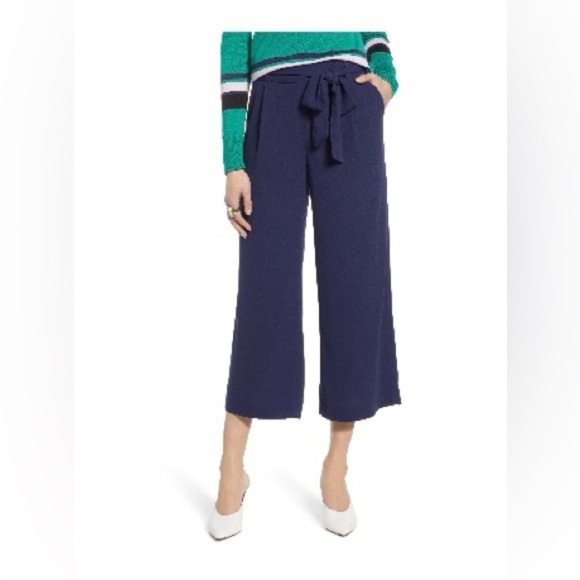 Halogen Blue Wide Leg Cropped Dress Pants Size Medium - Picture 1 of 4